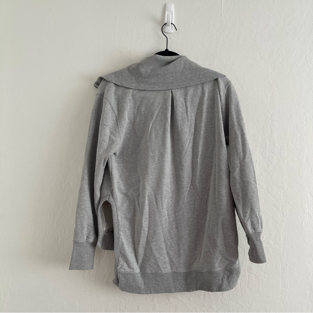 Free People Movement Full Zip Shawl Collar Gray Sweatshirt Baseline Size Small - Picture 3 of 10